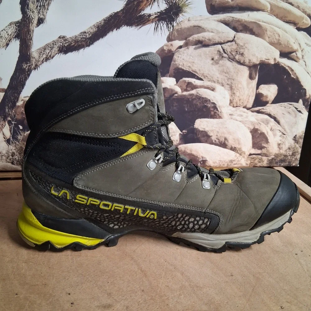 La Sportiva Nucleo High II GTX Hiking Boots Mens Grey Yellow Gore-Tex sz 13